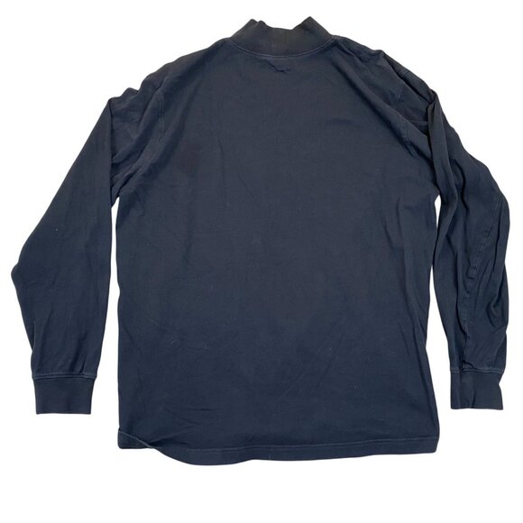 Lands End Men's Shirt Large 42-44 Black Long-Sleeve Super-T Mock Turtleneck Cott - Picture 2 of 10